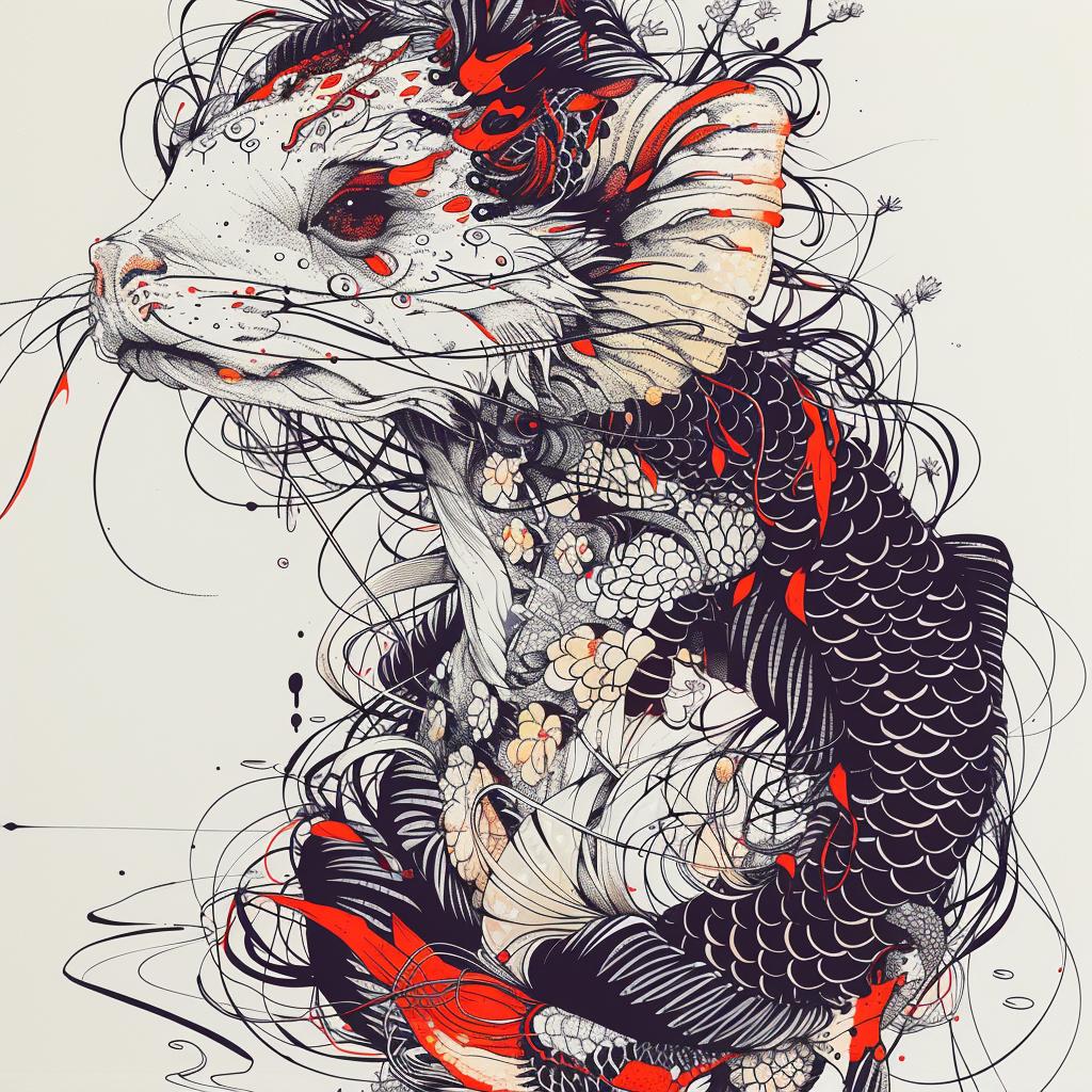 mythical  creature  hybrid  kaiju  monsters  cryptozoology  unique  fantastical  drawing  redblack 952863