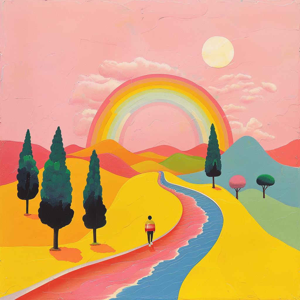 man  rainbow  path  surreal  vibrant  art  colorful  album  creative  imagination 1017880
