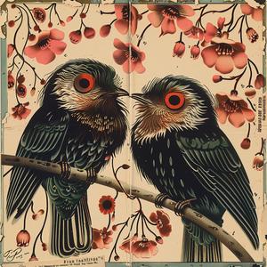 birds  branch  flowers  chromolithography  nature  art  painting  illustration  colorful  serene 1052227