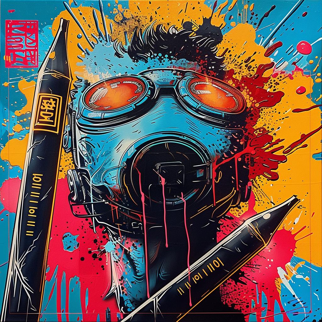 poster  man  gas mask  pencils  illustration  urban  street  surreal  mysterious  character 949188