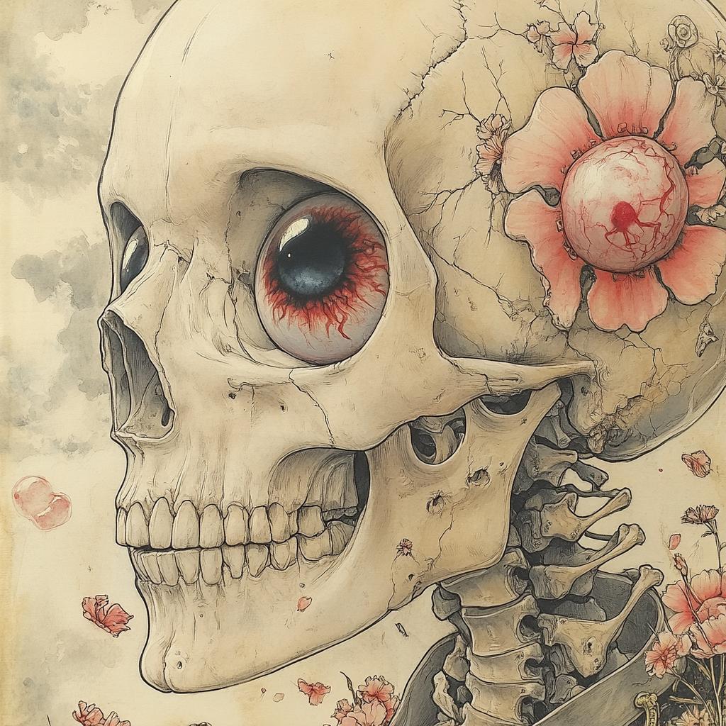 skeleton  redeyes  flowers  darkarts  tattoodesign  collage  wildtypography  eyeball  occult  illustration 2101