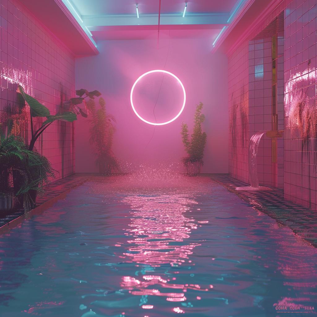 surreal  album  cover  neon  lights  splash  pink  pool  creative  Demna 976635