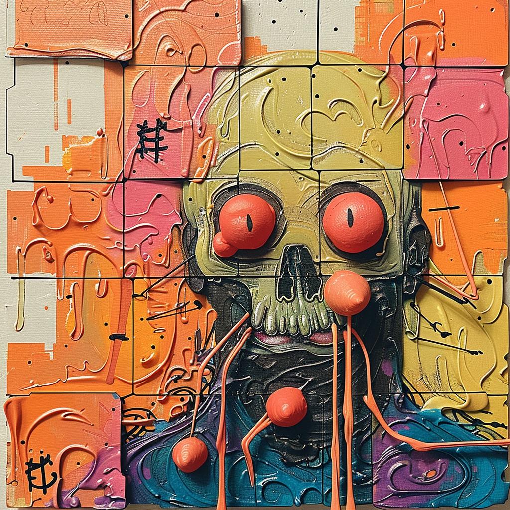 skull  orange  red  eyes  artwork  bold  colorful  expressive  design  painting 947654