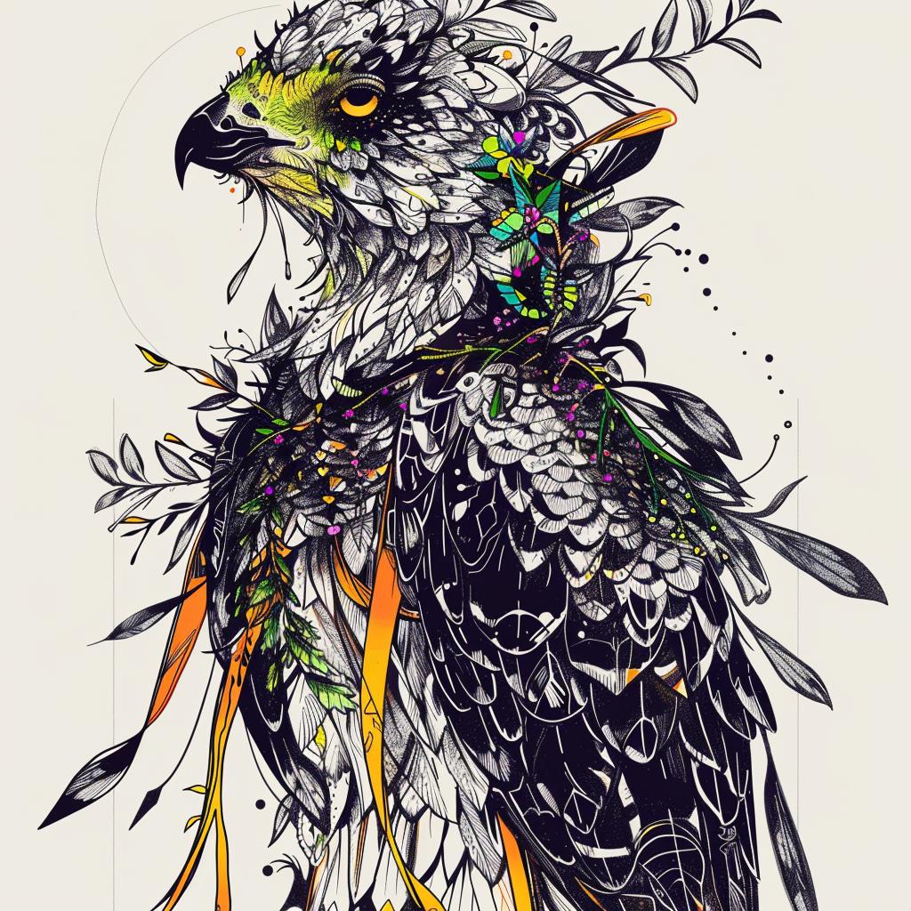 illustration  hybrid  eagle  flowers  fantastical  unique  creature  imagination  art  design 952556