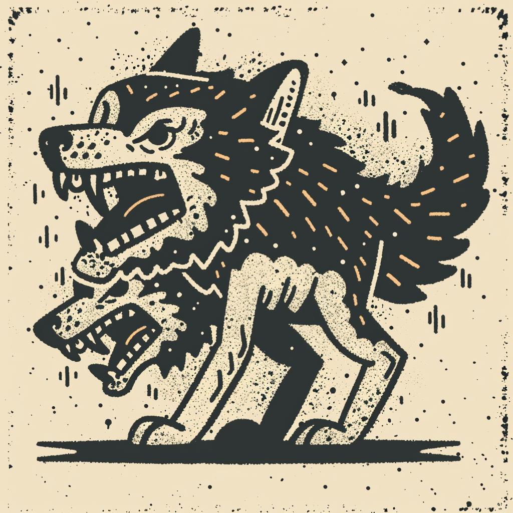 mythical  creature  wolf  terrifying  canine  mouth  teeth  style  Todd  design 931324
