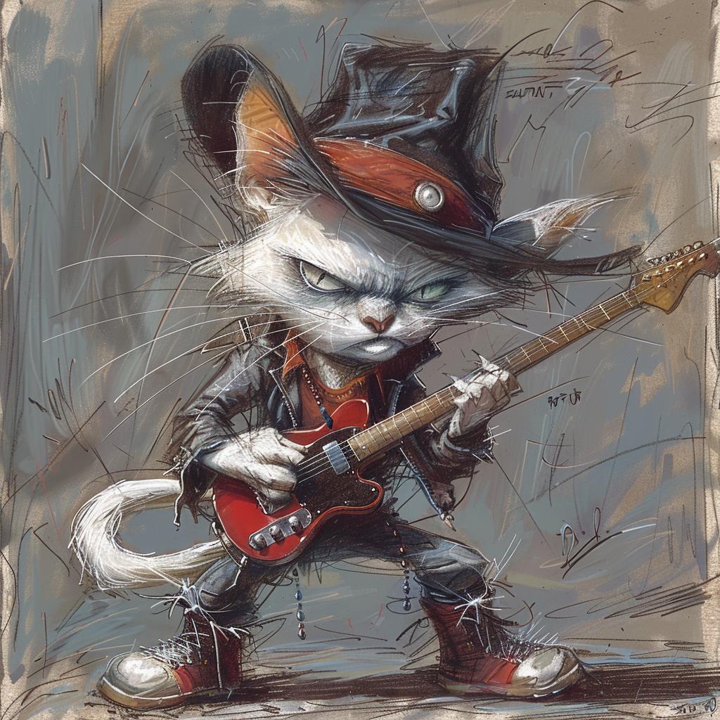 fantasy  art  cat  guitar  caricature  colorful  humor  stylized  whimsical  RPG 941286