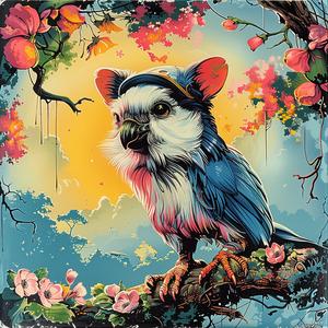 bird  branch  painting  chromolithography  nature  animal  artwork  scene  flora  background 1052635