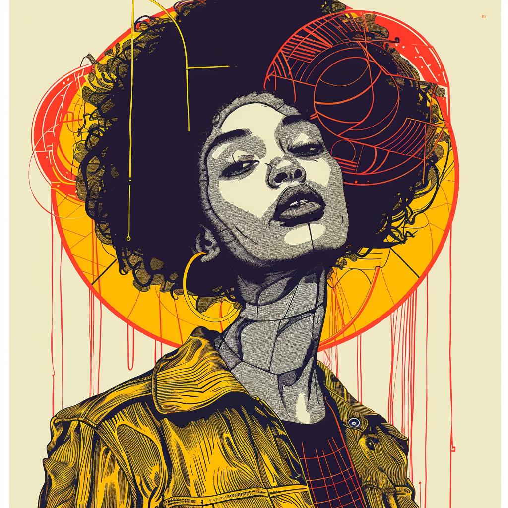 Pop  Art  portrait  African-American  model  afro  Troy  Brooks  yellow  jacket 939212