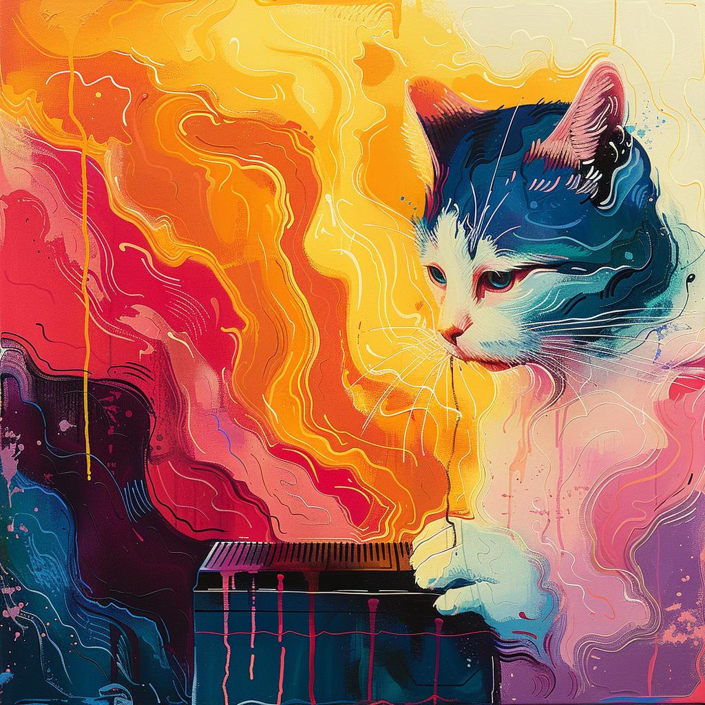 cat  colorful  painting  chromoluminosity  art  vibrant  creative  stylized  playful  whimsical 966438