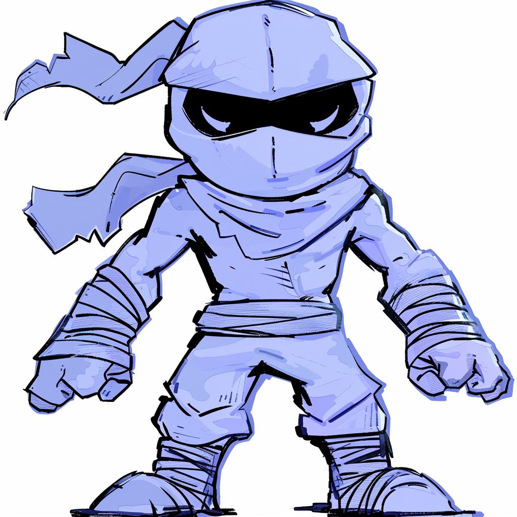 aggressive  streetwise  ninja  urban  cartoon  minimal  blue  outfit  scarf  hat 956048