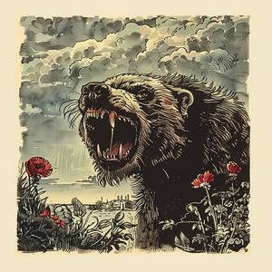 bear  field  flowers  chromolithography  nature  wildlife  art  animals  color  scene 1056699