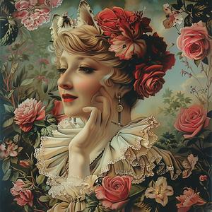 woman  roses  painting  beauty  flowers  artwork  color  nature  portrait  style 1056597