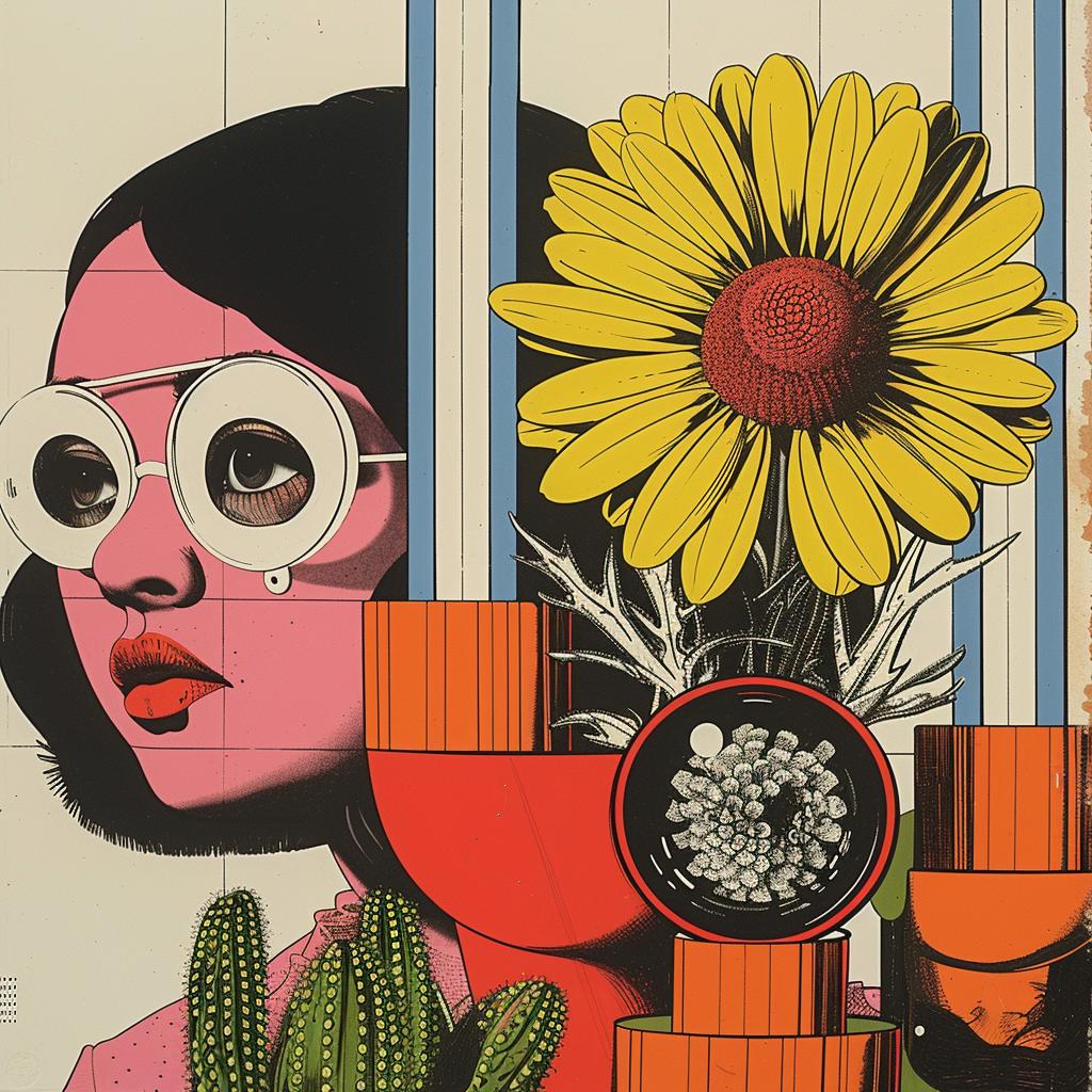 surreal  album  cover  woman  glasses  flowers  painting  colorful  artistic  creative 1020695