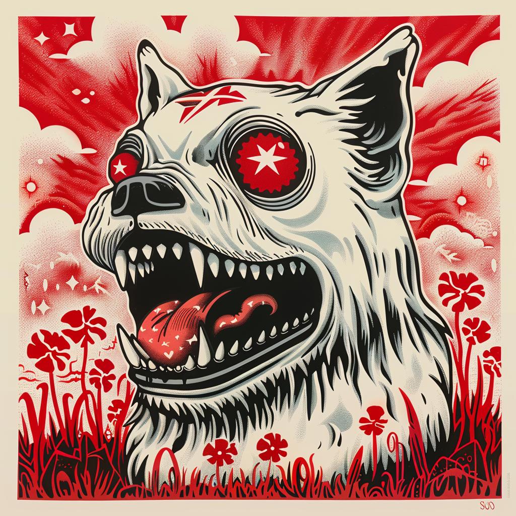 dog  creature  red  eyes  nose  animal  whimsical  character  colorful  illustration 1032807