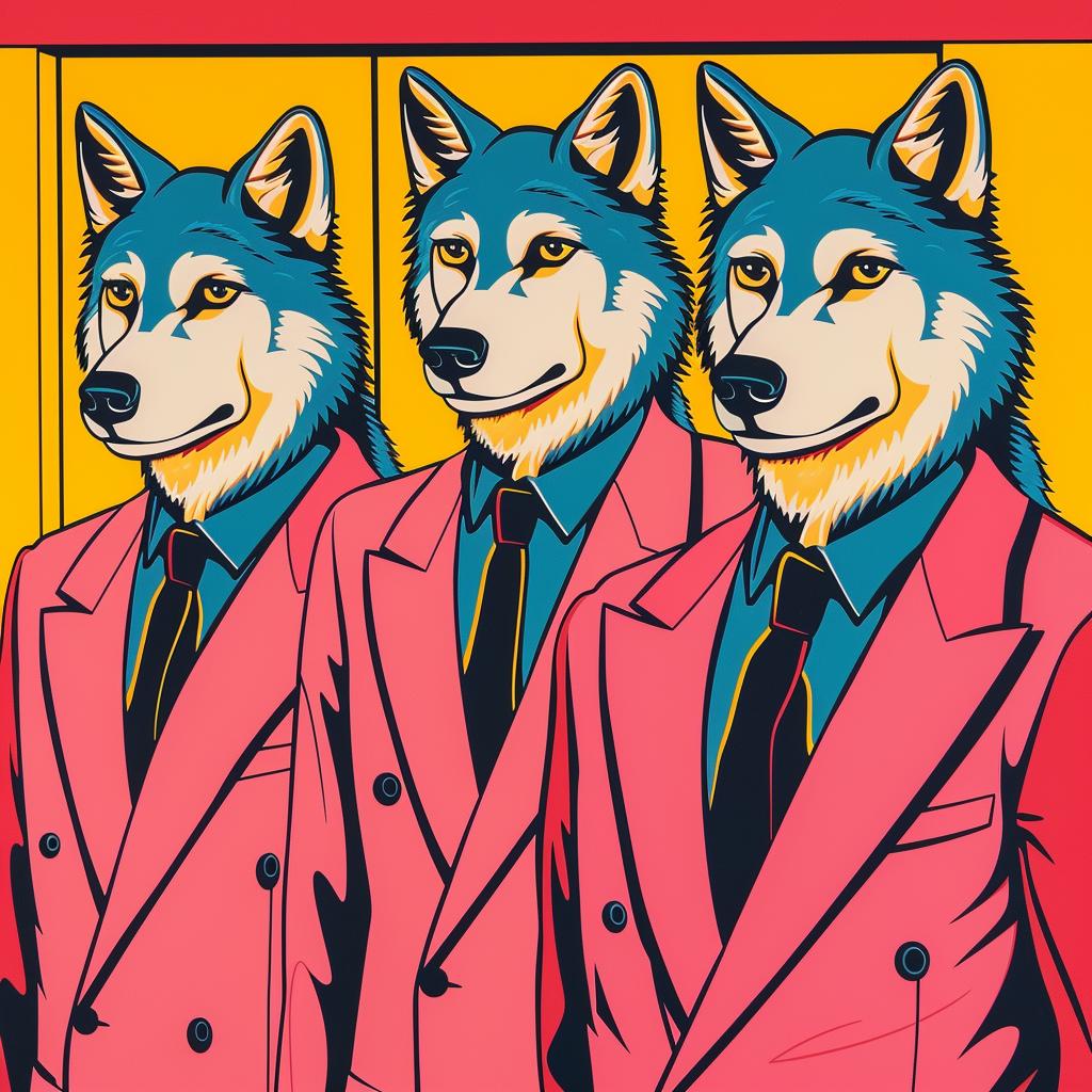 surreal  album  cover  neon  wolves  suits  background  creative  lights  Demna 962537