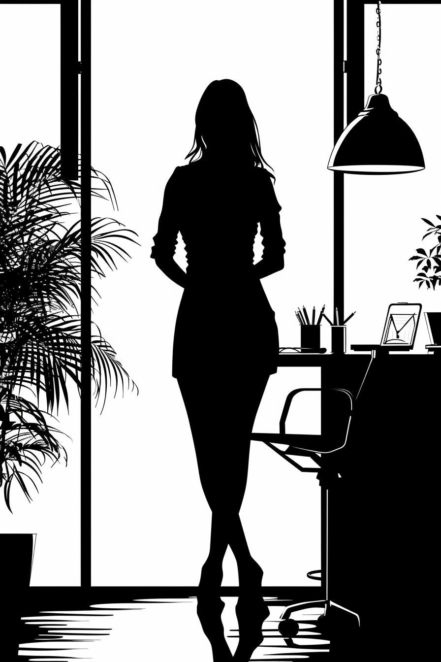 silhouette  woman  business  office  room  white  background  vector  SVG  minimalist 954544