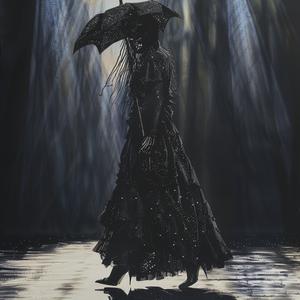 fashion  drawing  crayon  Grim  Reaper  catwalk  umbrella  black  dress  art 1071990