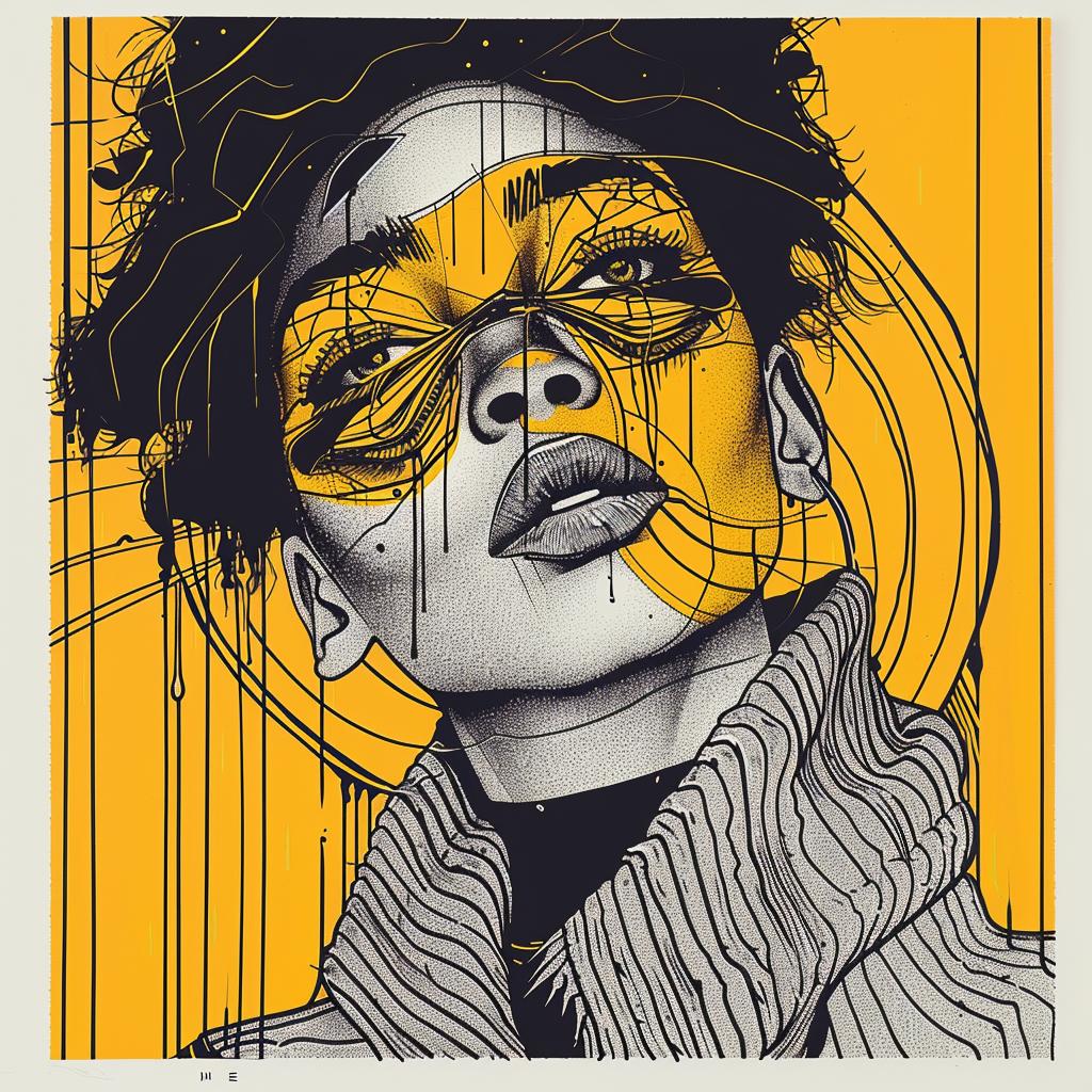 PopArt  Halle  Berry  model  fourEyes  dripping  makeup  whiteBackground  TroyBrooks  AfricanAmerican 939292