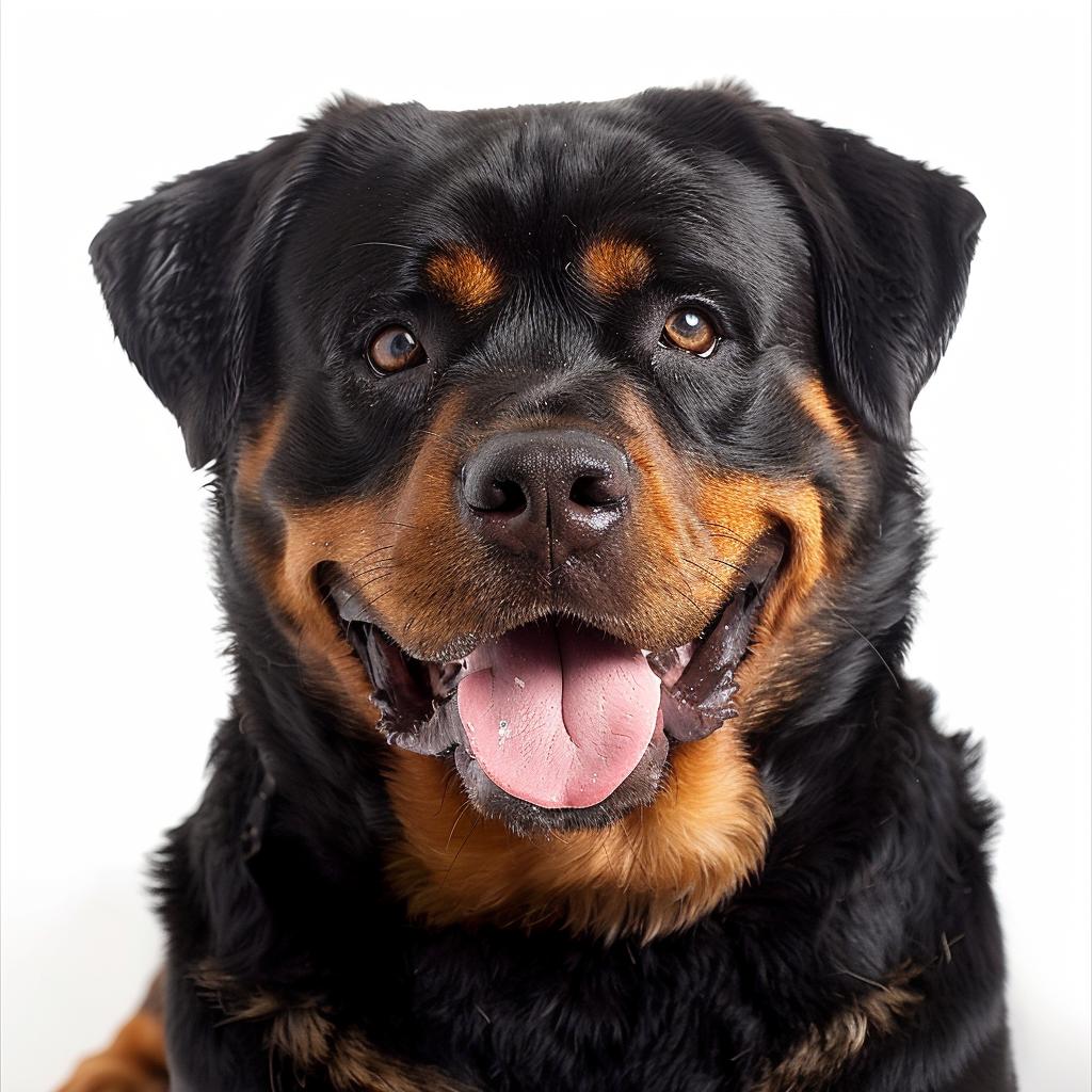 Rottweiler  dog  pet  sitting  white  background  tongue  animal  playful  expression 942807