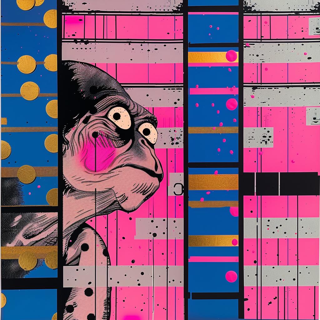 chimp  six  eyes  psychedelic  vector  art  neo-pop  colorful  vibrant  traditional 1020251