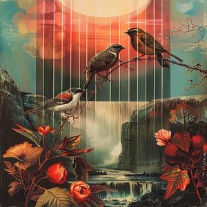 birds  tree  waterfall  painting  chromolithography  nature  tranquil  scenery  colorful  artwork 1050682