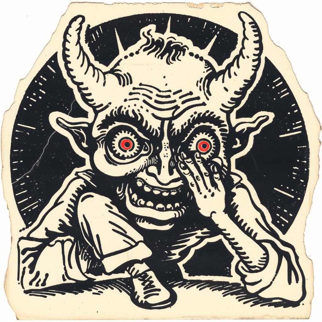 provocative  art  demon  knife  sticker  dark  spiritual  naturalistic  Robert  Crumb 935460