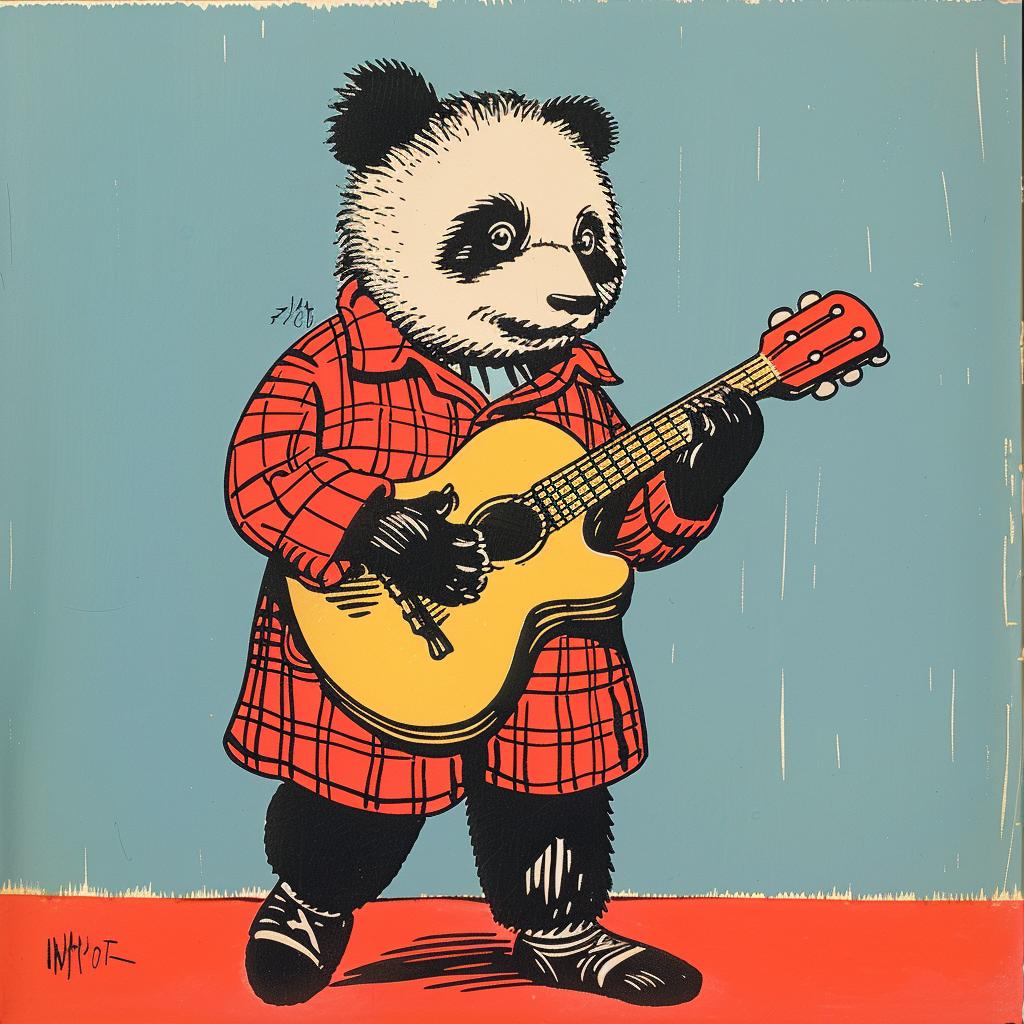 panda  guitar  anthropomorphic  norman  rockwell  illustration  music  animal  art  whimsical 921995
