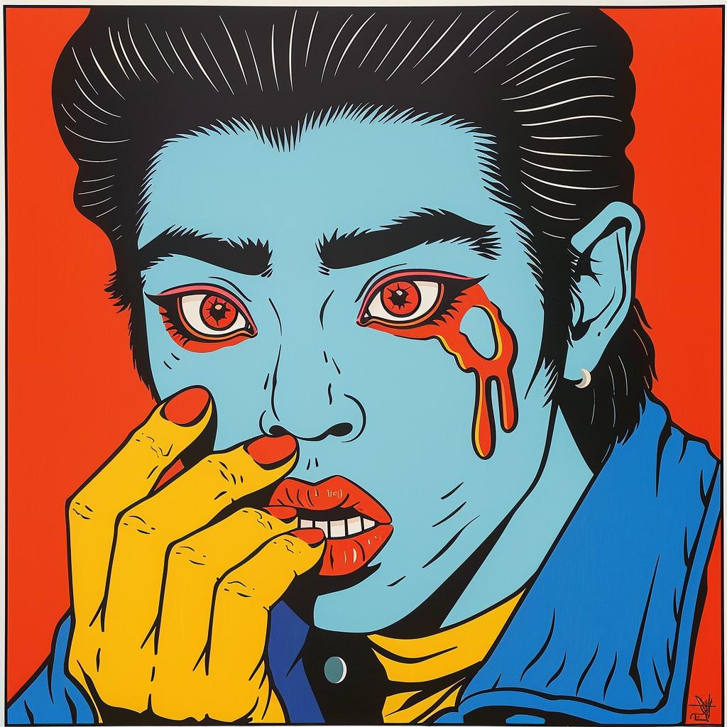 painting  horror  woman  blood  face  dark  emotion  graphic  Kirby  dramatic 1021941