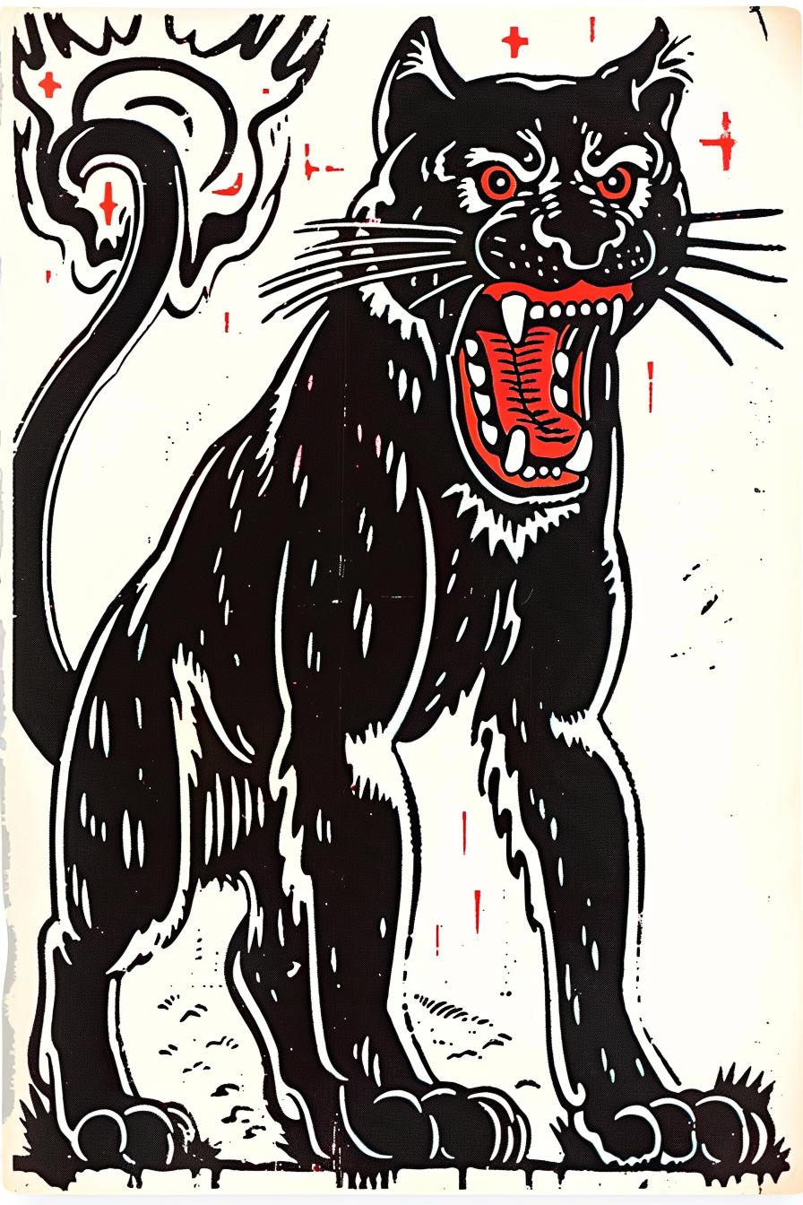 panther  mythical  snarling  upright  Todd  McFarlane  creature  black  red  eyes 934348