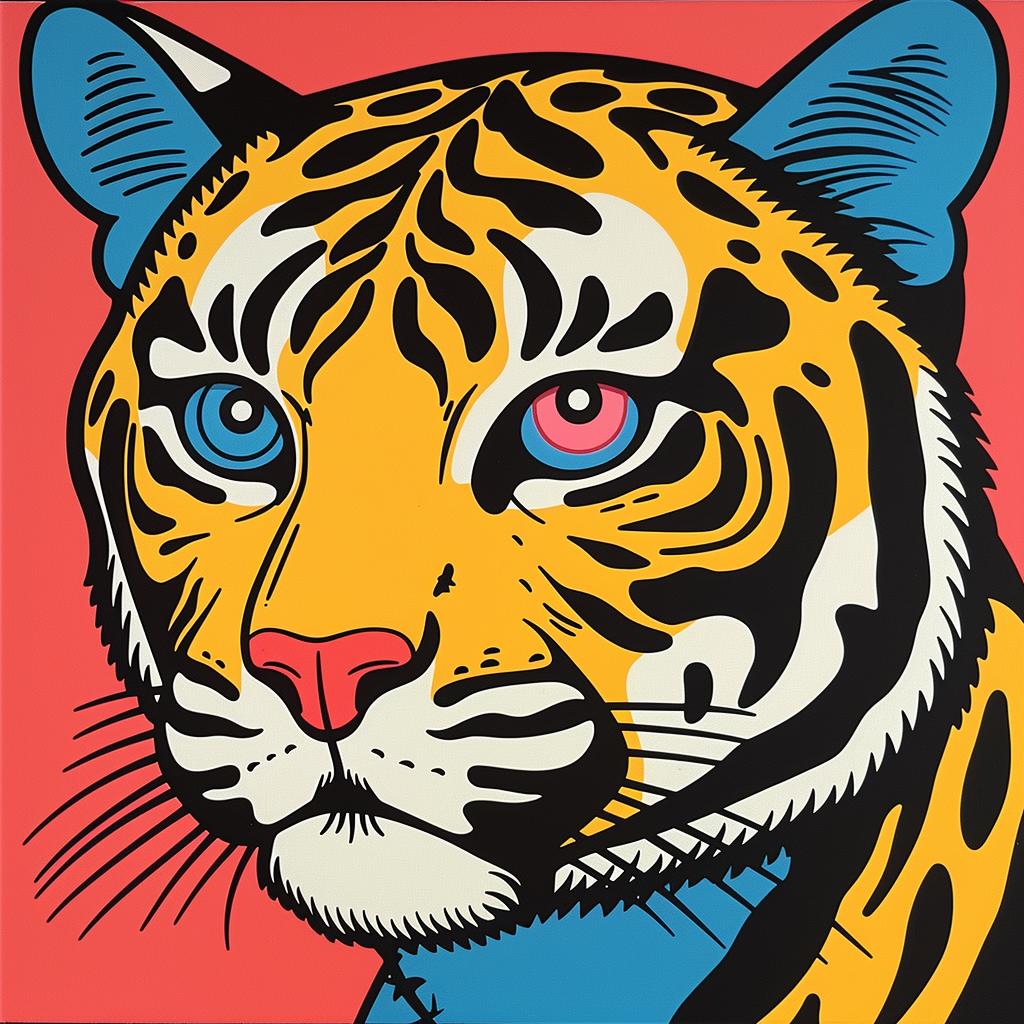 tiger  blue  eyes  painting  vibrant  stylized  illustration  colorful  art  neo-traditional 1020845