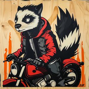 painting  raccoon  motorcycle  confident  artwork  character  colorful  action  humor  stylized 1051024