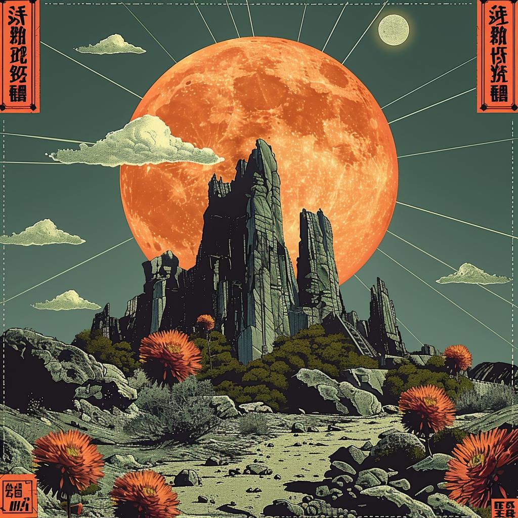 poster  moon  sun  japanese  lettering  colorful  graphic  art  visual  design 945810