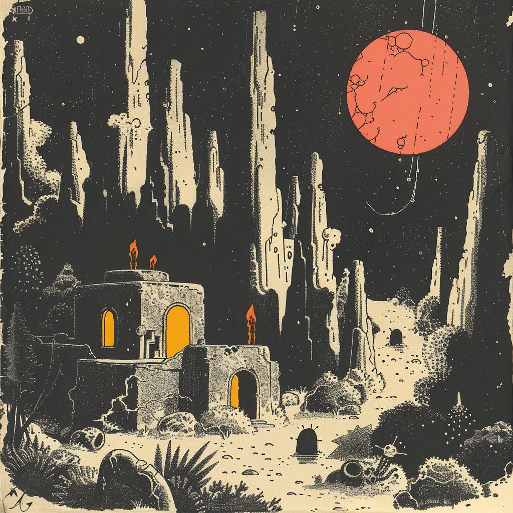 sci-fi  dark  illustration  terrifying  vintage  composition  evil  deathmetal  poster  Castle 922158