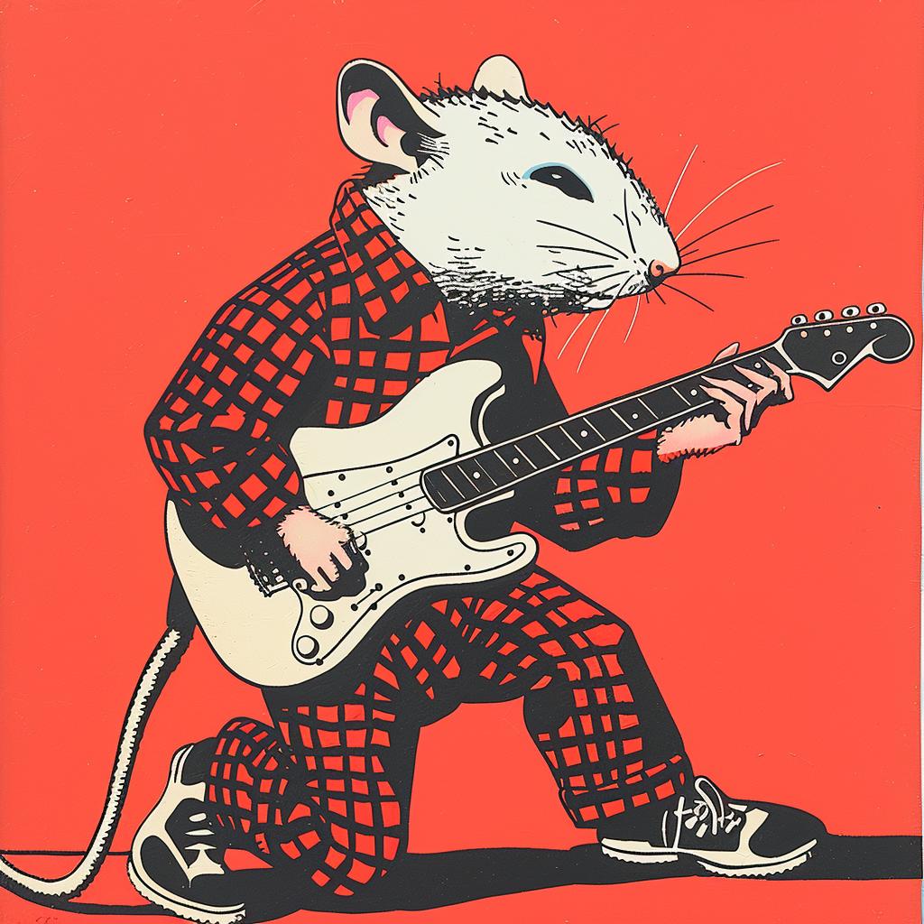 anthropomorphic  rat  guitar  rockstar  Norman  Rockwell  electric  animal  music  art 921884