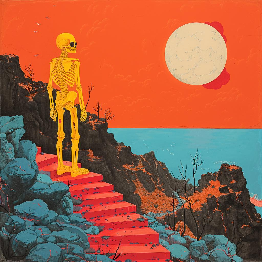 skeleton  stairs  sun  surreal  occult  dark  art  Joan  Cornella  album 1019454