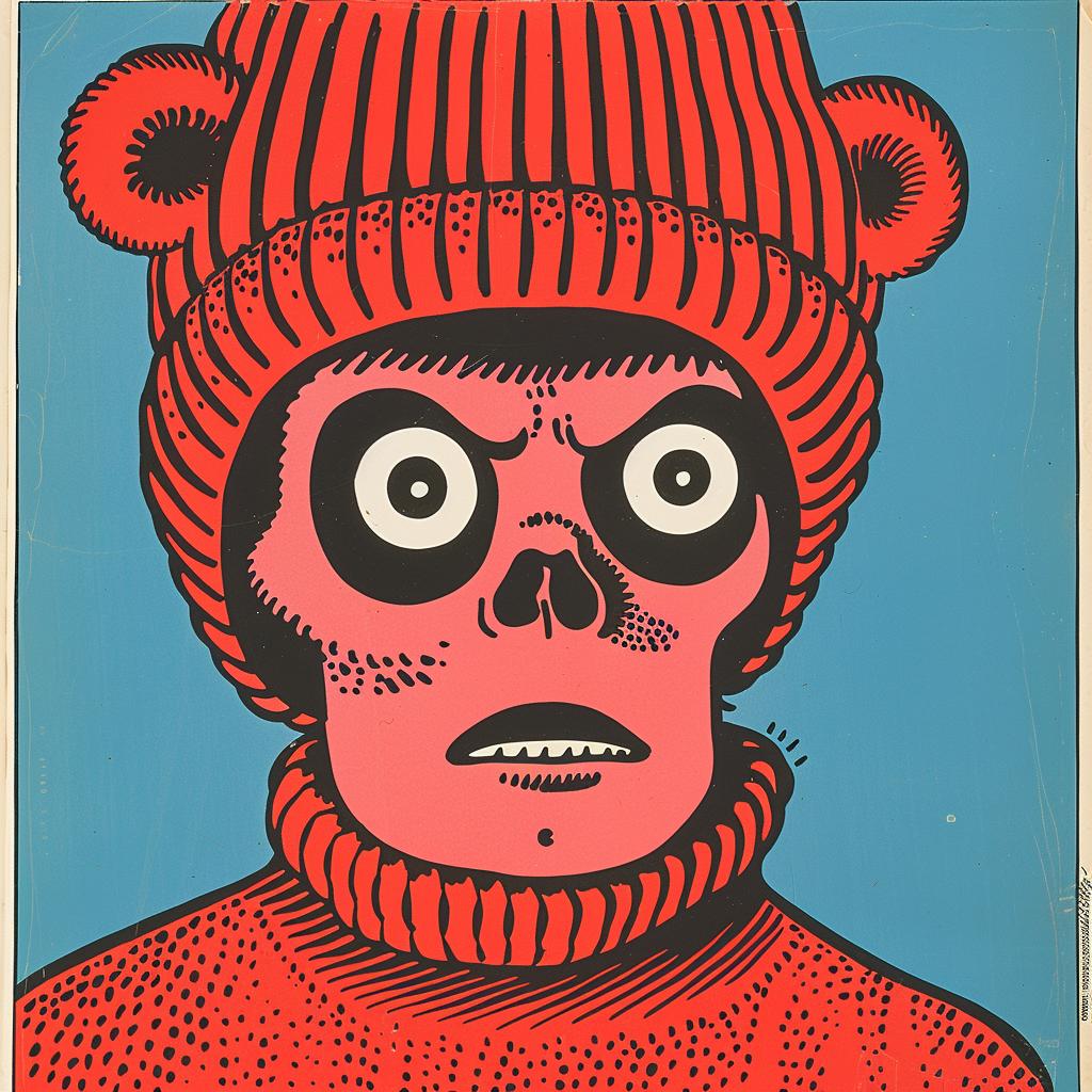 skullface  bear  cap  JackKirby  1950s  portrait  vibrant  comic  illustration  art 921742