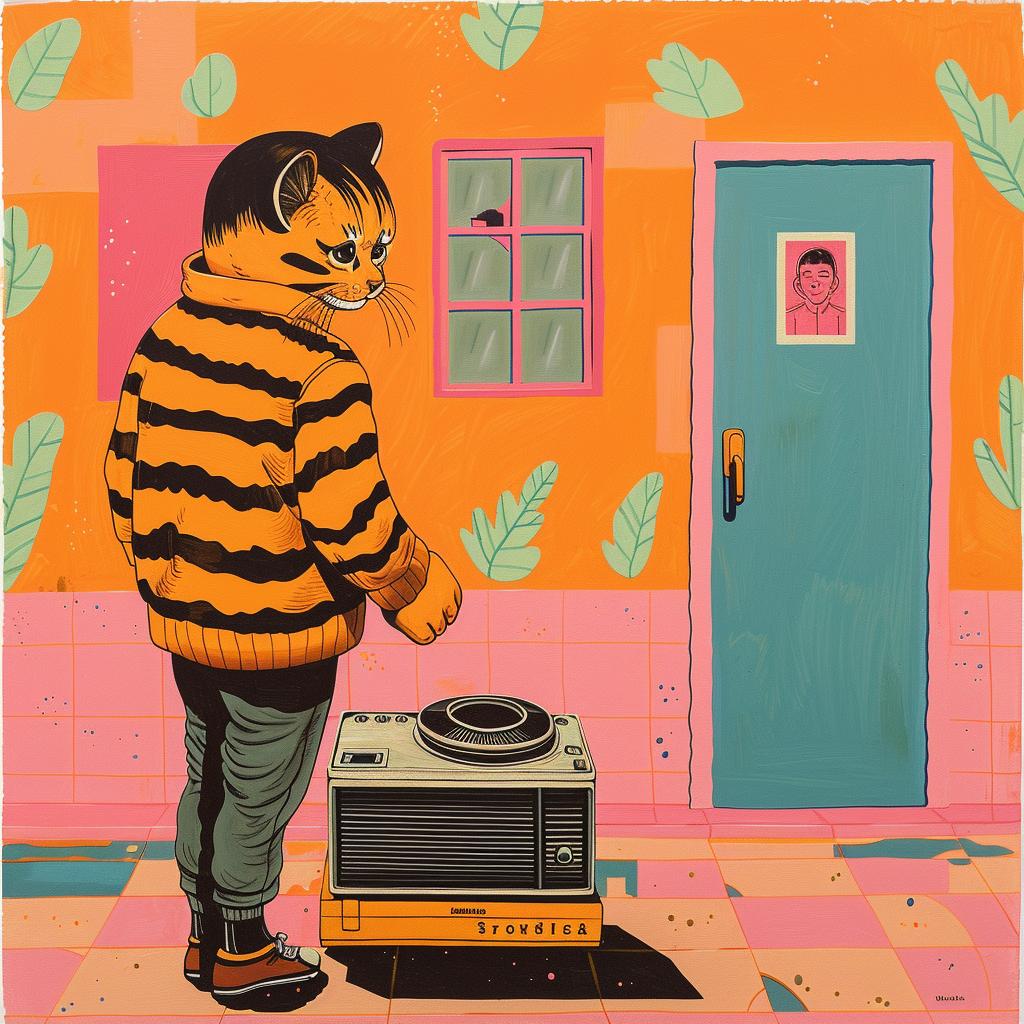 cat  room  radio  painting  abstract  colorful  whimsical  Joan  Cornella  details 966481