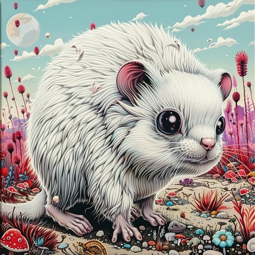 skunk  oversized  kawaii  white  background  painting  wild  animal  cute  art 1033707