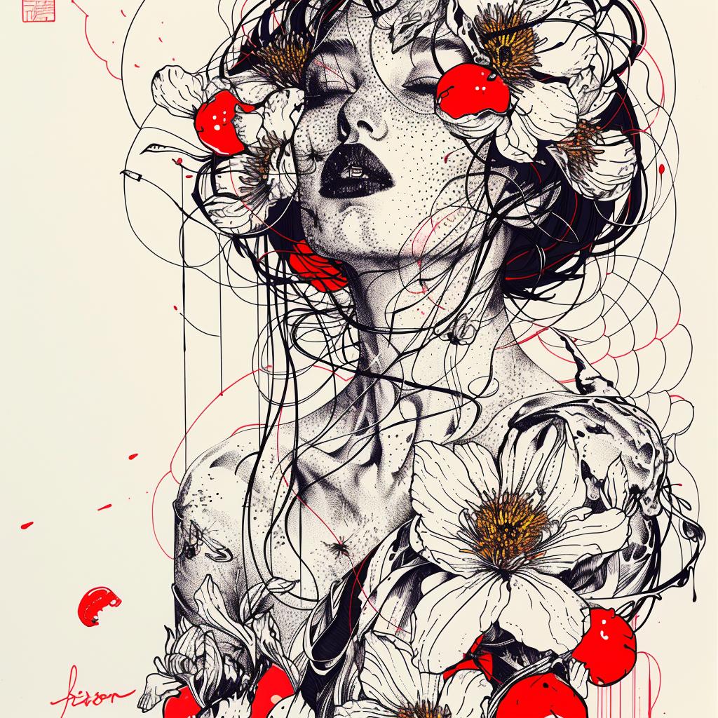 woman  flowers  design  symmetrical  bold  elegant  japanese  minimal  elements  shield 945706