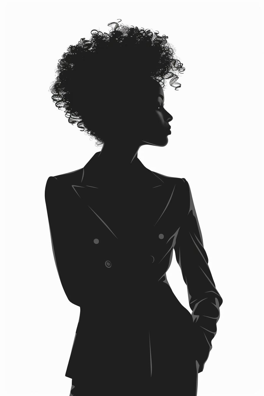 woman  business  attire  African-American  silhouette  white  background  vector  afro  SVG 954318
