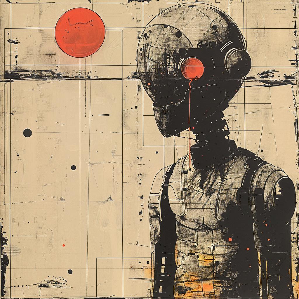 robot  cybernetic  monster  red  eyes  abstract  Mid-Century  modern  illustration  art 964820