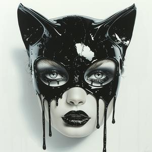 DADA  catwoman  creature  four-eyes  eye-makeup  airbrush  Emek  Troy  dripping  paint 1073096