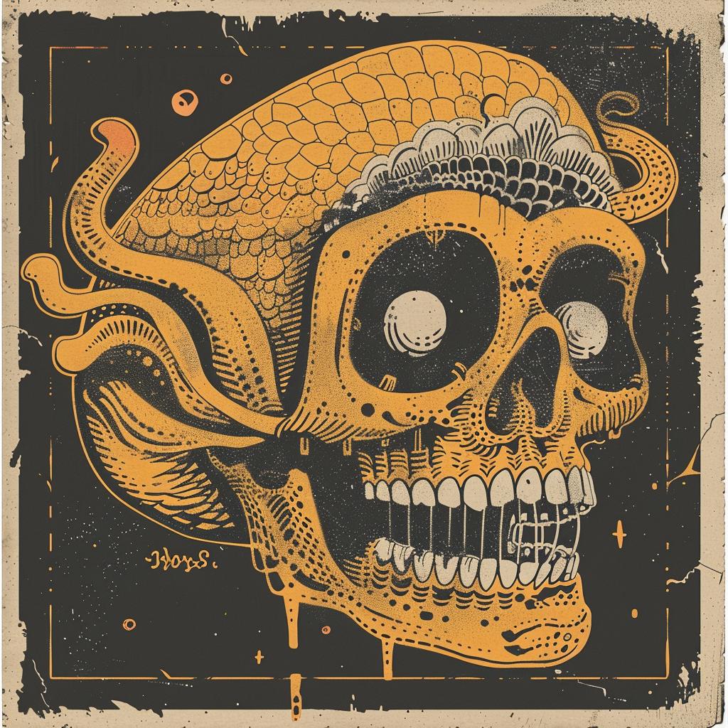 Edward  Bawden  skull  illustration  day  of  the  dead  colorful  art 926180