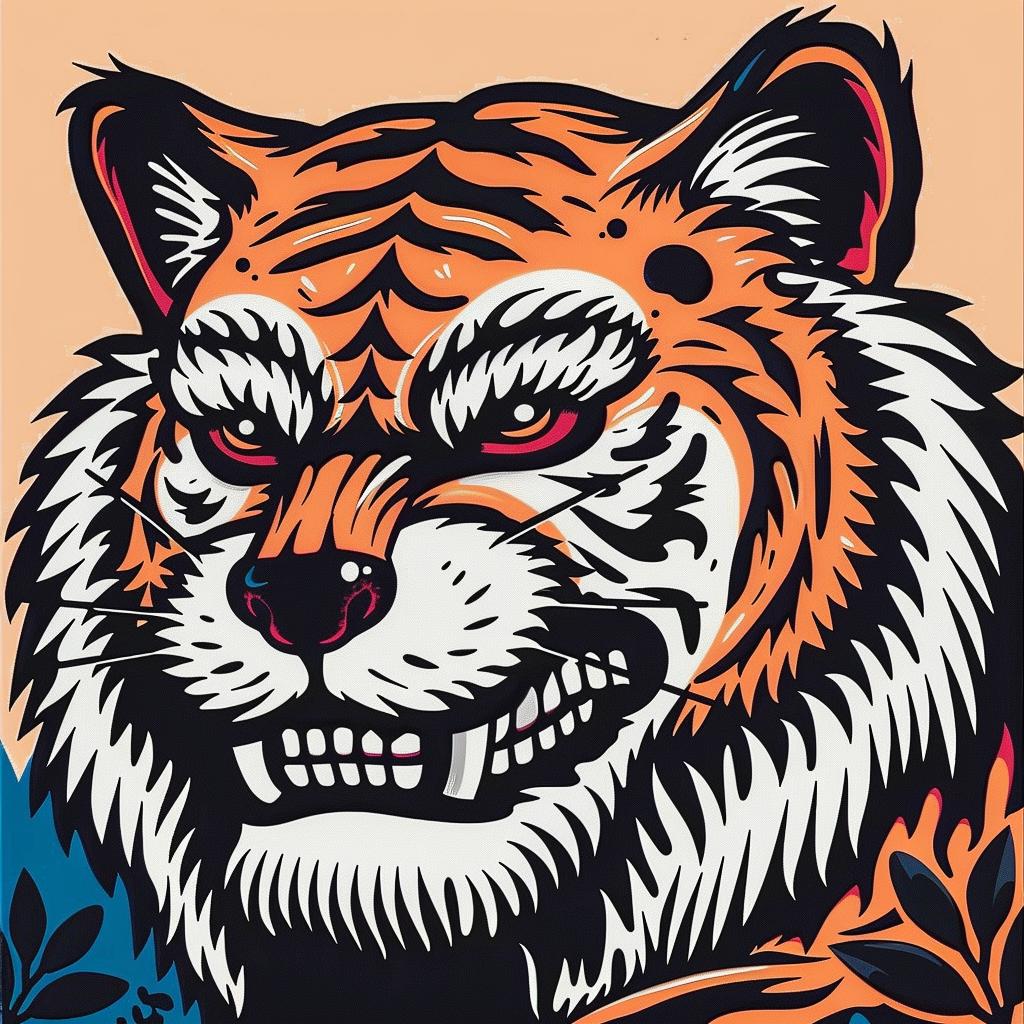 tiger  wolf  creature  poster  animal  mystical  illustration  art  vivid  expressive 1024387