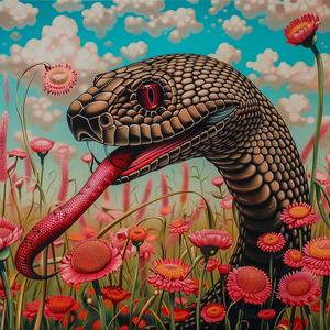 snake  flowers  colorful  vibrant  provocative  detailed  organic  juxtaposition  nature  bold 1037597