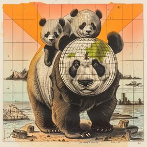 panda  globe  poster  symbolic  bear  strength  creative  unique  playful  illustration 1037163