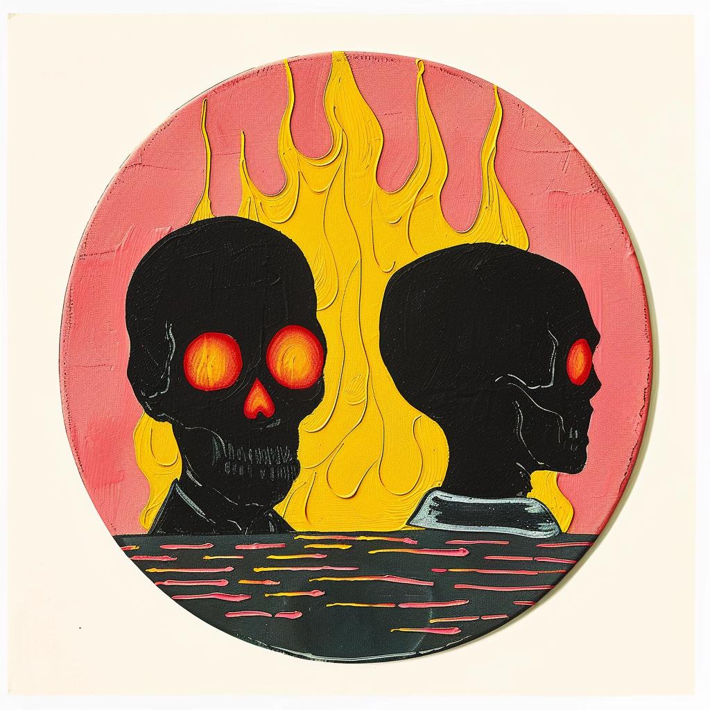 surreal  skulls  flames  red  eyes  circle  creative  album  art  design 978202