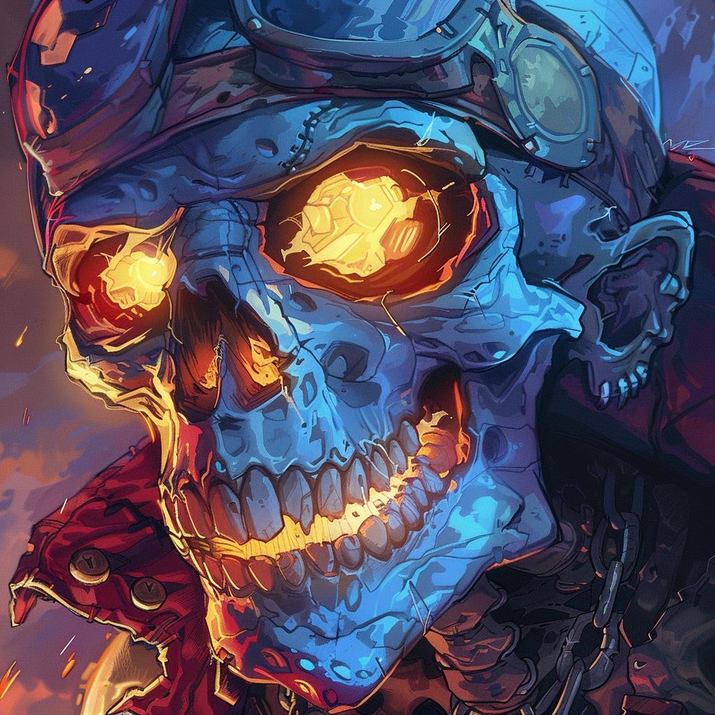 skull  cartoon  glowing  RalphBakshi  hat  2D  character  illustration  close-up  design 971180