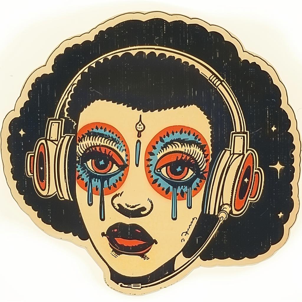 Pop Art  DJ  headphones  afro  female  dripping  stickers  design  colorful  art 939096