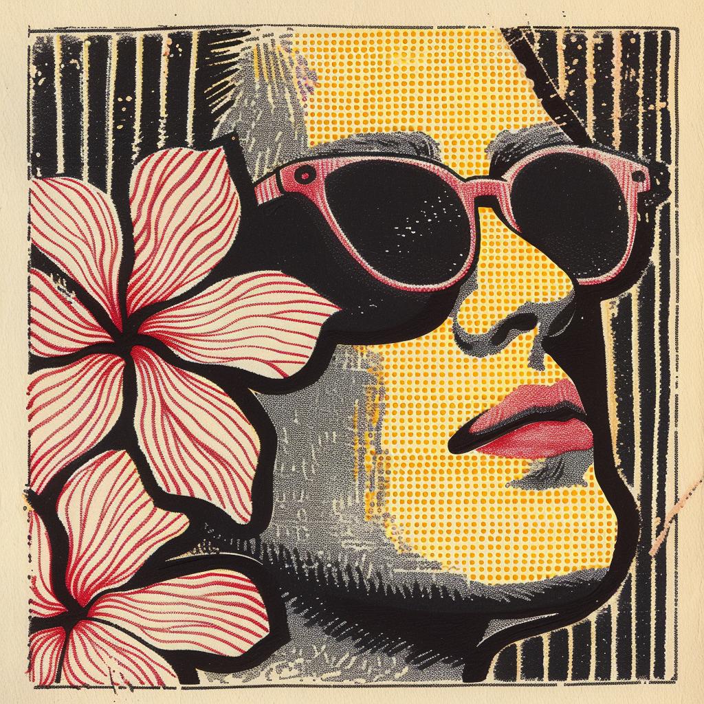 poster  sunglasses  woman  flowers  hair  flowerpunk  art  cream  pink  chris 916072